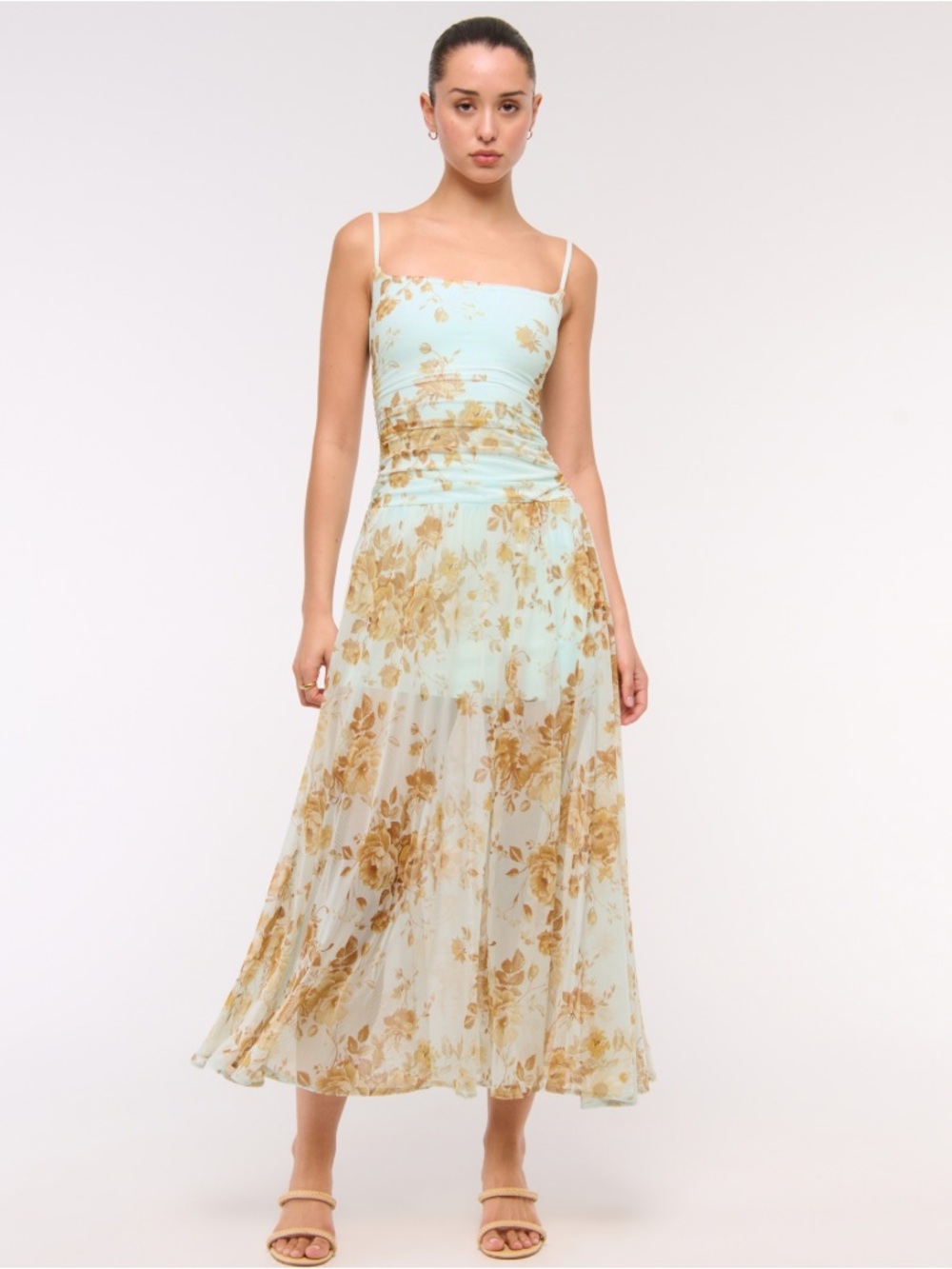 Abercrombie & Fitch Blue/greenish Floral Flowy Sheer FeminineFloral Dress NWOT S